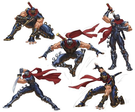 Ninja Concept Art, Eastern Armor, Ryu Hayabusa, Painting Basics, Ninja Gaiden, Warriors Illustration, Action Pose Reference, Ninja Art, Action Pose