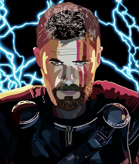 #Thor #Marvel #procreate Thor Digital Art, Thor Painting, Marvel Paintings, Aesthetic Lockscreens, Marvel Drawings, How To Draw Hair, Marvel Art, Marvel Avengers, Marvel Universe