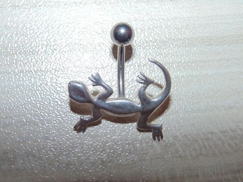 "Link to store: https://www.etsy.com/shop/VintageJewelryEden SOLD SEPARATELY New Handmade Belly button ring Shape: Moveable Scorpion / Leaping Dolphins(sold) / Iguana Lizard / Clear and Blue Spiders Barbell is standard 14 gauge, 3/8\" long made of hypoallergenic surgical stainless steel  Dangle elements are sterling silver, stamped 925 All crystal cubic zirconia Colors: Various  SHIPPING WORLDWIDE" Fun Belly Button Rings, Lizard Belly Button Ring, Scorpion Belly Button Ring, Funky Piercings, Bottom Belly Button Piercing, Cute Belly Button Piercing, Unique Belly Rings, Belly Button Rings Dangle, Belly Piercings