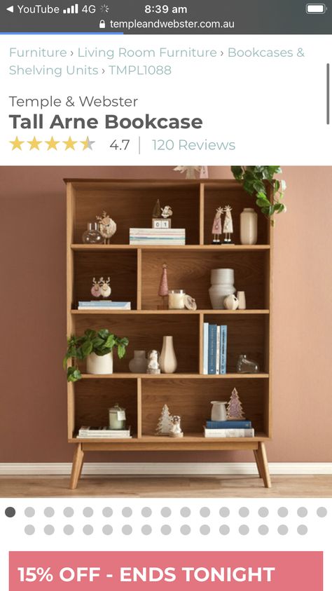 Mid Century Bookshelf, Apartment Lounge, Wood Corner Shelves, Wood Bookcase, Corner Shelves, Nordic Design, Stylish Furniture, Midcentury Modern, Shelving Unit