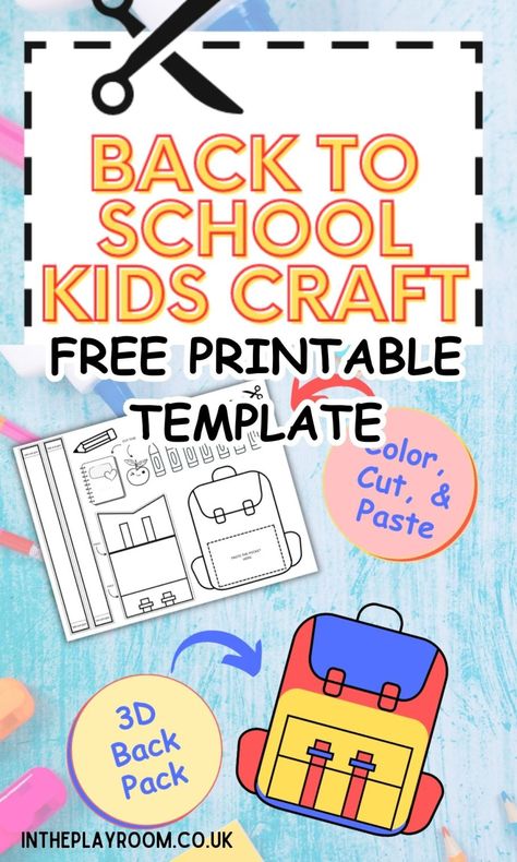 Free Printable Back to School Back Pack Craft for Kids Back To School Crafts For Kids, Back To School Worksheets, Backpack Craft, School Kids Crafts, School Preparation, Pencil Shavings, Notebook Pages, Apple Activities, Homeschool Crafts