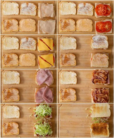 Recipe for how to make the ultimate turkey club sandwich that is loaded with flavors and makes for the ultimate lunch. Simple Sandwiches Lunch, Club Sandwich Recipe, Turkey Club Sandwich, Cold Sandwich Recipes, Ploughmans Lunch, Club Sandwich Recipes, Healthy Sandwich, Cheap Lunch, Sub Sandwich