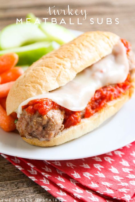 Turkey Meatball Sandwich, Turkey Meatball Subs, Easy Turkey Meatballs, Meatball Sub Recipe, Cheesy Meatballs, Sub Sandwich, Turkey Meatball, Meatball Sub, Turkey Meatball Recipe