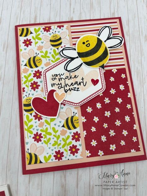 Bee Valentines Cards, Honey Bee Cards, Stampin Up Valentine Cards, Bee My Valentine, Bee Mine Valentine, Bee Valentine, Hand Crafted Cards, Bee Cards, Creating Cards