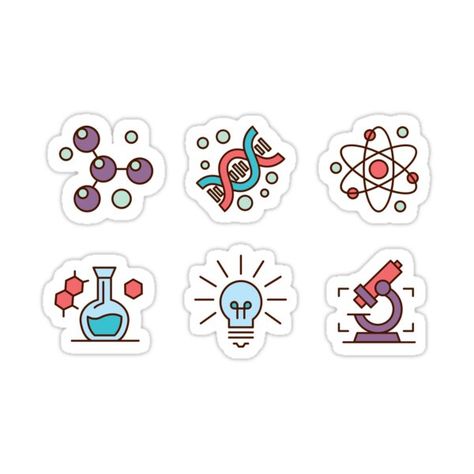 Science Stickers Printable, Science Thoughts, Technology Stickers, Chemistry Stickers, Science Vector, Science Icons, Science Stickers, Brand Stickers, School Things