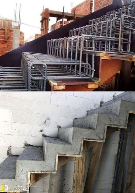 31 Photos Of RCC Concrete Stairs Under Construction! | Engineering Discoveries Stairs Sizes, Stair Design Architecture, Spiral Stairs Design, Staircase Interior Design, Concrete Staircase, Staircase Design Modern, Stairs Design Interior, Construction Engineering, Balcony Railing Design