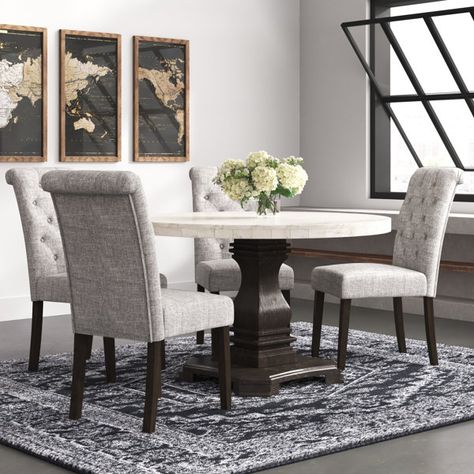 Light Grey Chair, Grey Dining Room, Marble Surface, 5 Piece Dining Set, Counter Height Dining Sets, Table Seating, Counter Height, Dining Room Sets, Room Chairs