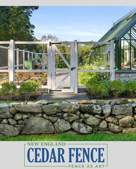 New England Cedar Fence on Instagram: "Wood and wire fences are a great way to keep unwanted pests and animals out of the garden while still allowing all the natural sunlight and pollinators through, resulting in a plentiful harvest at the end of the season.  This Sudbury, NH Anti-Deer Fence is constructed with sturdy black rigid wire panels and red cedar posts that have been finished with Cabot's Bleaching Stain, resulting in an extremely sturdy fence that will serve its purpose and withstand the elements for many years to come.  With warm weather and gardening season just around the corner, now is a great time to schedule a consultation. Follow the link in our bio to request a quote or give us a call at (603) 344-6500  #newenglandcedarfence #necedarfence #fenceasart #fencemanufacturing # Decorative Deer Fence, Garden With Deer Fence, Deer Fence For Garden, White Garden Fence, Wire Fences, Brooklyn Backyard, Deer Fencing, Deer Proof, Cedar Posts