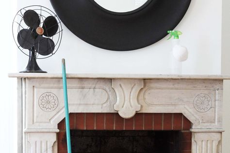 No matter how clean a room may be, a dirty fireplace can make it look messy and unkempt. Tidying up can take time and effort, but the end results are rewarding, and will help keep your fireplace in great working order. More than likely you’re only dealing with some soot here and ther—and if that’s the case, your cleaning adventure won’t take all that long. But if you’ve inherited a neglected fireplace like mine, prepare to put in some time and serious elbow grease! Clean Fireplace Brick, How To Clean Fireplace Glass Doors, Working Wallpaper, Brick Fireplace Cleaning, How To Clean Soot Off Brick Fireplace, Fireplace Cleaning, Fireplace Apartment, Kneeling Pad, Clean Fireplace