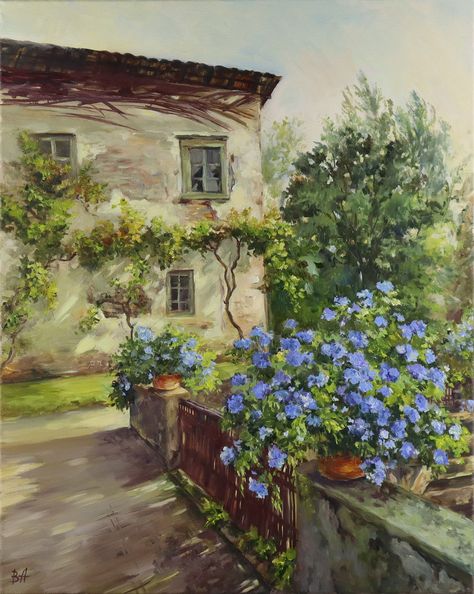 DETAILS: *Title: "Summer" *Painter: Alla Vasylkova. *Authenticity: Signed on the front by the artist, Alla Vasylkova *Size: 19.7"x 15.7" (50x40 cm) #Original #oil #painting on #canvas, #Romantic painting, #House painting, #Flower painting, #Garden painting, #Floral painting, #Impressionism #art Painting Garden, Painting Impressionism, Painting House, Building Painting, Romantic Paintings, Painting Floral, Painting Flower, Garden Painting, Impressionism Art