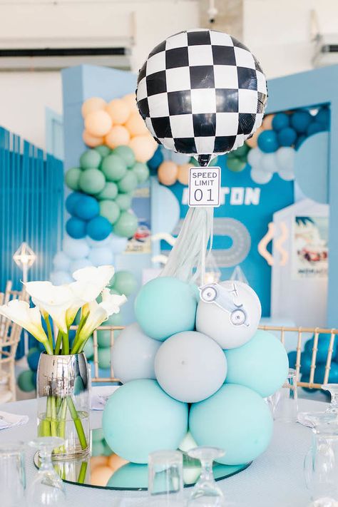 Cars Theme Table Centerpiece, Car Themed Birthday Party Centerpieces, Fast One Table Centerpiece, Fast One Birthday Decorations, 2 Fast Birthday Party Centerpieces, Race Car Birthday Centerpieces, Race Car Centerpieces, Car Theme Centerpiece Ideas, Fast One Centerpieces