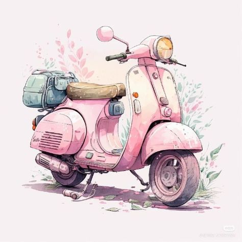 Pink Scooter, Family Tattoo Ideas, Minimal Tattoo Designs, Family Tattoo, Family Tattoos, Watercolor Art Lessons, Amazing Art Painting, Tattoos Ideas, Minimal Tattoo