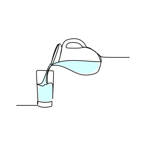 Water Cup Tattoo, Drink Water Tattoo, Pouring Water Illustration, Water In Glass Drawing, Water Glass Tattoo, Glass Of Water Tattoo, Cup Of Water Drawing, Pouring Water Drawing, Glass Of Water Illustration