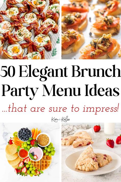 Hosting a brunch party has never been easier with these elegant brunch ideas for a crowd. These brunch recipes will impress your guests without stressing you out. You'll love these easy brunch food recipes, finger foods, and brunch cocktails! These ideas work great for a bridal shower, baby shower, holiday-- like Easter brunch -- , or any special occassion! Elegant Brunch Ideas, Easy Brunch Food, Brunch Food Recipes, Brunch Finger Foods, Brunch Party Ideas, Brunch Wedding Food, Easy Brunch Menu, Bridal Shower Brunch Menu, Brunch Party Menu