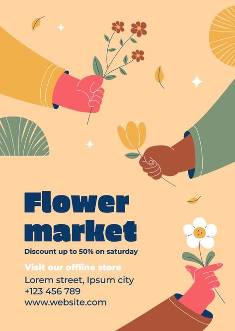 Plant Sale Poster, Flower Graphic Design Poster, Florist Illustration, Flower Shop Poster, Flower Kiosk, Environmental Posters, Shop Banner Design, Flower Typography, Design Print Layout