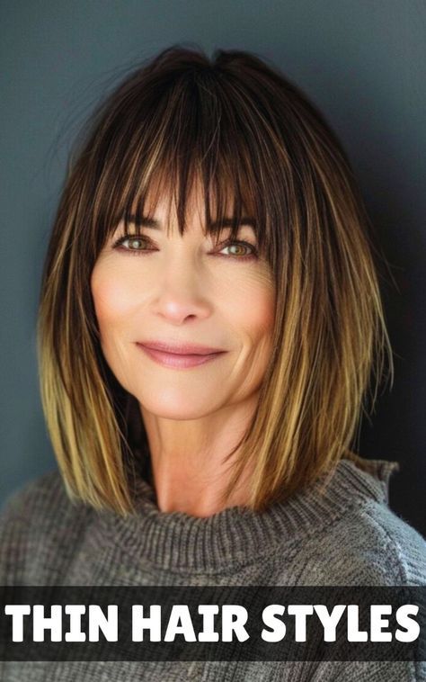 Medium Bob With Bangs For Fine Hair, Bob Fine Hair Bangs, Medium Length Bobs With Bangs, Medium Length Bob Haircut With Bangs, Shoulder Length Hair With Bangs Straight, Short Hairstyle Women Black, Short Hairstyle Women Fine Hair, Haircut For Oval Face, Thick Hair Short Hairstyles