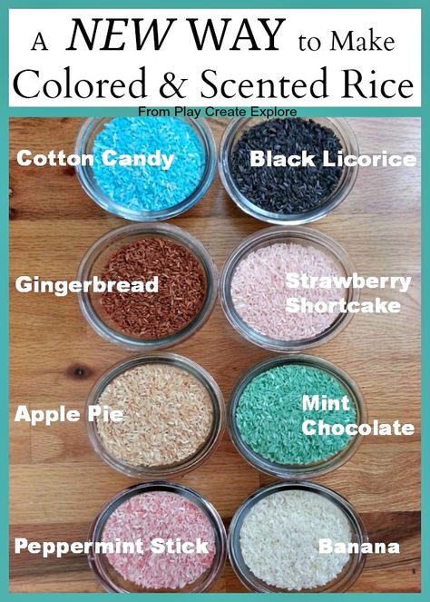 A Brand NEW way to make Homemade Colored and Scented Rice for Sensory Play! Really unique Scents! Sensory Tubs, White Frosting, Duncan Hines, Sensory Boxes, Sensory Room, Sensory Processing Disorder, Kids Sensory, Sensory Processing, Sensory Bins