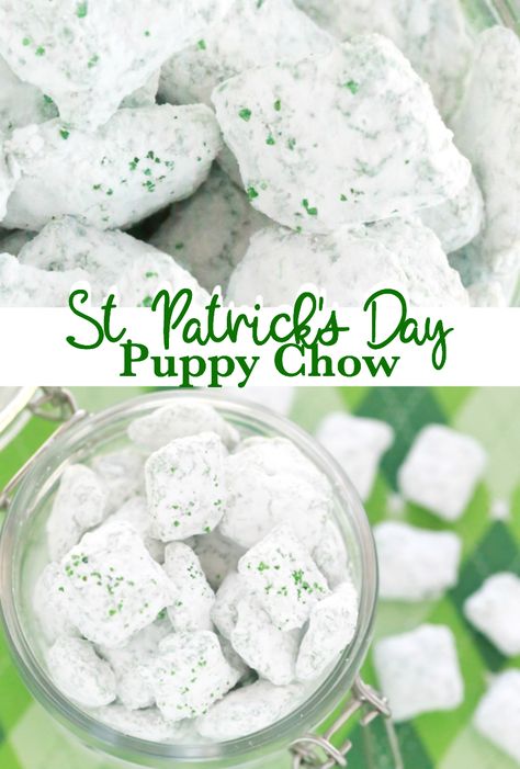 This St. Patrick's Day Puppy Chow is great way to celebrate the holiday. It's cheap and easy, the perfect combination for a fun, seasonal recipe. #StPatricksDay #StPattysDay #MuddyBuddy #PuppyChow St Patricks Food, St Patrick Day Snacks, St Patricks Day Drinks, St Patricks Day Food, Recipe Cover, Puppy Chow, Oreo Dessert, Chex Mix, S'mores