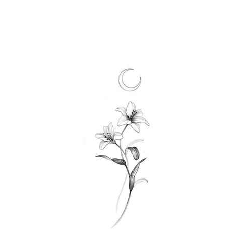 Moonflower Tattoo Design, Stargazing Lily Tattoo, Day Lily Tattoo, Rapunzel Flower Tattoo, Fine Line Lily Tattoo, Gothic Flower Tattoo, Butterfly Tattoo For Women, Moonflower Tattoo, Rapunzel Tattoo