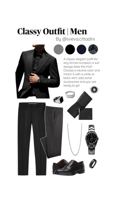 Man Outfit Suit, Black Slacks Outfit Men, Slacks Outfit Men, Black Slacks Outfit, Slacks Outfit, Outfit Suit, Man Outfit, Classy Outfits Men, Shoes Silver