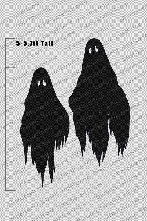 TWO 5-5.7ft Scary Ghosts Template When Made. Printable Trace - Etsy Halloween Cutouts Template, Halloween Silhouette Art, Halloween Sillouette Art Free, Halloween Silhouettes Templates, Horror Silhouette, Halloween Wood Cutouts, Ghost Halloween Decorations, Halloween Cutouts, Ghost Template