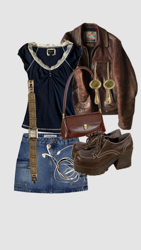 #outfit #outfitinspo #vintage #leather #downtowngirl #downtowngirlaesthetic Outfit Inspo Earthy, Downtown Outfits, Earthy Outfits, Swaggy Outfits, Dream Wardrobe, Vintage Leather, Vintage Outfits, Outfit Inspirations, Fashion Inspo