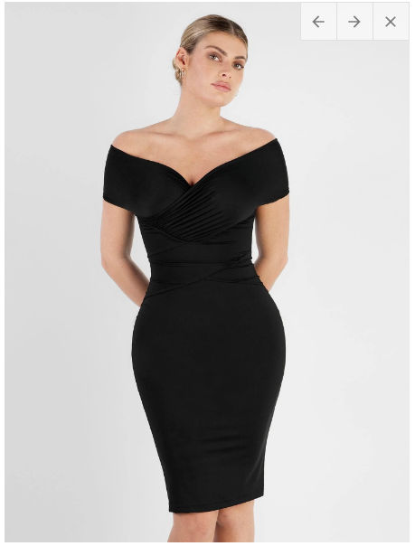 Built-In Shapewear Off Shoulder V-Neck Ruched Midi Dress Contour Dress, Shapewear Dress, Off Shoulder Fashion, Ruched Midi Dress, Bodycon Midi Dress, Lounge Dress, Lace Thong, Bodycon Midi, Midi Dress Bodycon