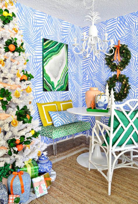 Christmas Home Tour 2020 Palm Beach Christmas, Beach Cottage Kitchen, Dimples And Tangles, It’s A Wonderful Life, Palm Beach Style, Christmas Party Themes, Christmas Is Over, Blue Chinoiserie, Christmas Tours