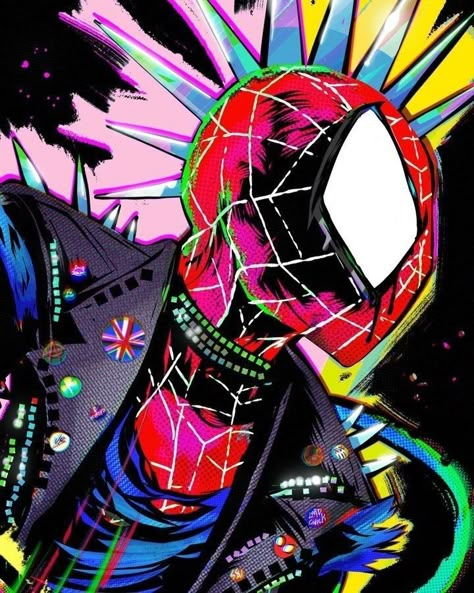 Spider Punk Graffiti, Spider Punk Art, Sketch Spiderman, Punk Drawing, Art Spiderman, All Spiderman, Spider Punk, Image Spiderman, Spiderman Art Sketch