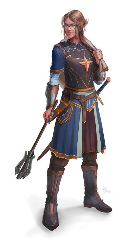 Human Cleric Dnd Female, Female Cleric Dnd, Dnd Cleric Female Characters, Female Cleric, Dnd Cleric, Medium Armor, Female Character Design Brunette, Bag Glasses, Female Armor