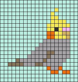 Cockatiel Cross Stitch Pattern, Pixel Art Pattern Animals, Parrot Pixel Art, Bird Perler Bead Patterns, Bird Pixel Art, Animal Pixel Art, Pixel Art Animals, Easy Perler Beads Ideas, Easy Pixel Art