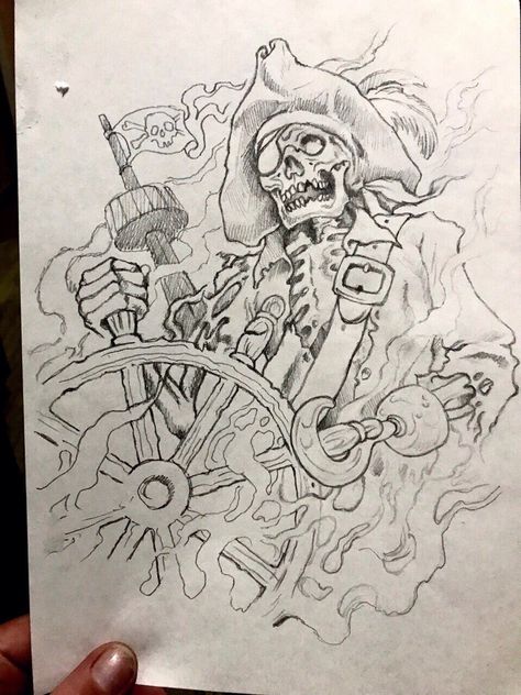 Pirate Parrot Drawing, Skeleton Pirate Tattoo, Pirate Art Drawing, Pirate Ship Tattoo Drawing, Pirate Tattoo Sketch, Pirate Tattoo Sleeve, Drawings With Charcoal, Pirate Drawing, Pirate Ship Drawing