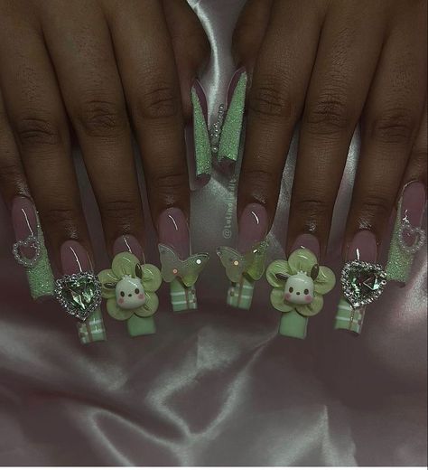 Asian Nails, Claw Nails, Gel Nails Diy, Cute Acrylic Nail Designs, Hello Kitty Nails, Really Cute Nails, Soft Nails, Nails Only, Long Square Acrylic Nails