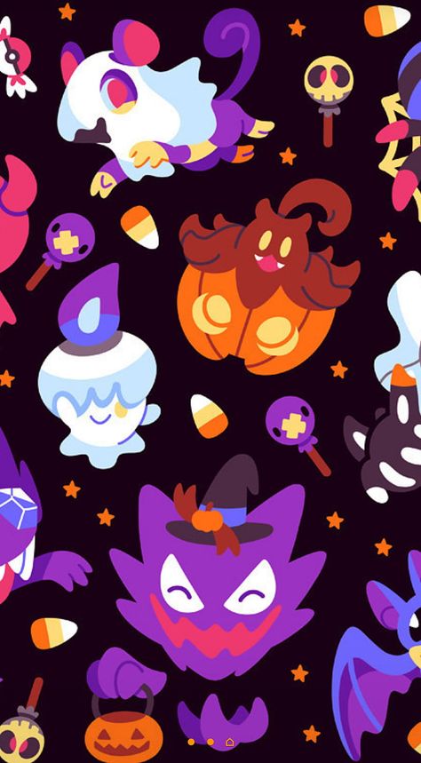 Helloween Wallpaper, Pokemon Halloween, Halloween Wallpaper Iphone Backgrounds, Ghost Pokemon, Pokemon Backgrounds, Ghost Type, Cute Pokemon Pictures, Cute Pokemon Wallpaper, Pokemon Memes