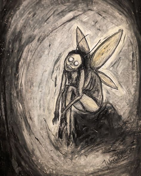 Horror, scairy fairy, horrorcore, Halloween, art, artist Scary Fairy, Oil Pastels, Oil Pastel, Pastel, Art