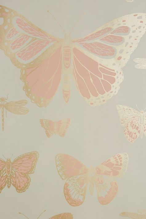 Lepidoptera Wallpaper | Anthropologie Chic Cabin, Wallpaper Anthropologie, Butterfly Nursery, Wallpaper Ceiling, Kids Bedroom Inspiration, Candle Store, Wall Molding, Big Girl Rooms, Bathroom Wallpaper