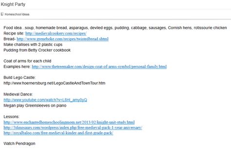 Evernote Notes for Party | RaisingArrows.net Medieval Feast, History Homeschool, Knight Party, Cornish Hens, Homeschool Projects, Classical Conversations, Menu Ideas, Evernote, 6th Grade