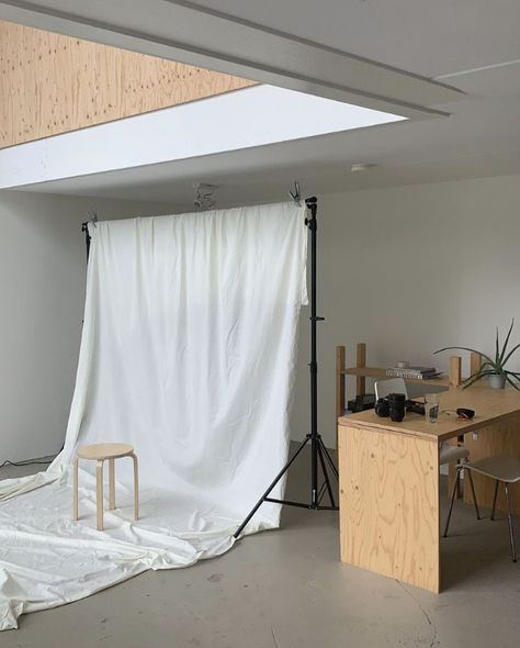 Garage Photography Studio, Photo Studio Design, Photography Studio Decor, Photography Studio Setup, Art Atelier, Home Studio Photography, Diy Photo Backdrop, Clothing Studio, Room Partition Designs