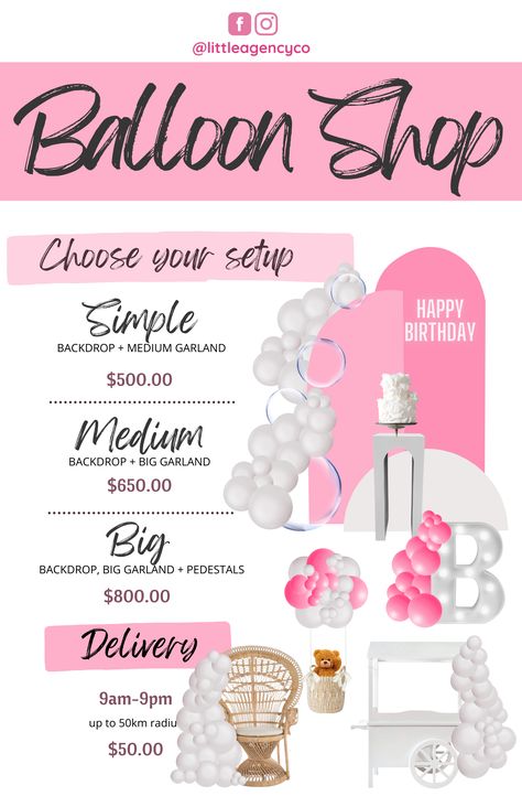 Transform Your Balloon Business with Our Editable Balloon Menu Templates! 🎈 Perfect for Balloon Artists. Bring your balloon decor vision to life and wow your clients with professional pricing and presentation. Download now and elevate your event styling business! #BalloonMenu #BalloonMockup #BalloonDecor #sweetcart #MarqueeLetters #Backdrops #EditableMenu #CanvaTemplates #BalloonArch #BalloonArtist #BalloonGarland #WeddingStyling #PartyDecor Ballroom Decorations, Party Rental Business Ideas, Balloon Pricing, Event Space Business, Bridal Shower Quotes, Balloon Bar, Event Rental Business, Styling Business, Balloons Bouquet