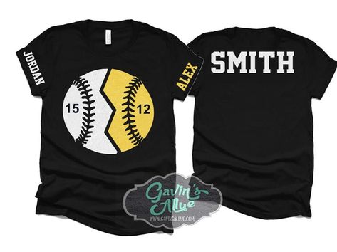 Glitter Baseball and Softball Shirts | Two Player Shirts | Baseball & Softball Shirt by GavinsAllye on Etsy Cricut Softball Shirts, Softball Baseball Mom Shirt, Softball Parent Shirts, Baseball Mom Shirts Ideas, Softball Tshirts, Baseball Dad Shirts, Softball Mom Shirts, Sports Mom Shirts, Baseball Tee Shirts