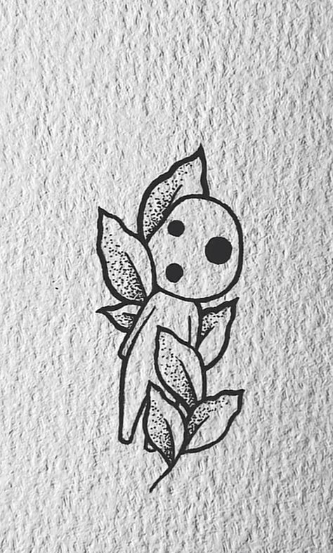 Princess Mononoke Kodama Tattoo, Kodama Tattoo, Crisp Ink, Princess Mononoke Tattoo, Tiny Drawings, Ghibli Tattoos, Studio Ghibli Tattoo, Ghibli Tattoo, Tattoo Leg