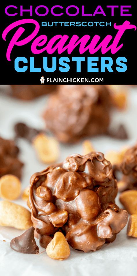 Peanut Clusters With Butterscotch Chips, Chocolate Butterscotch Peanut Clusters, Butterscotch Peanut Clusters, Butterscotch Candies, Yummy Candy, Peanut Clusters, Peanut Candy, Peanut Recipes, Toffee Bits