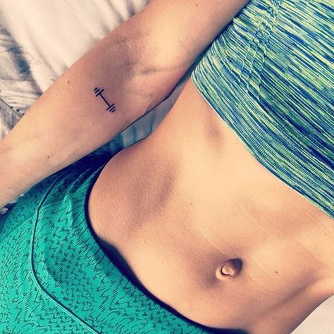 Tiny Fitness Tattoos Weightlifting Tattoo, Dumbbell Tattoo, Sport Tattoos, Bicycle Tattoo, Tiny Wrist Tattoos, Petit Tattoo, Tattoo Project, Fitness Tattoos, A Bracelet