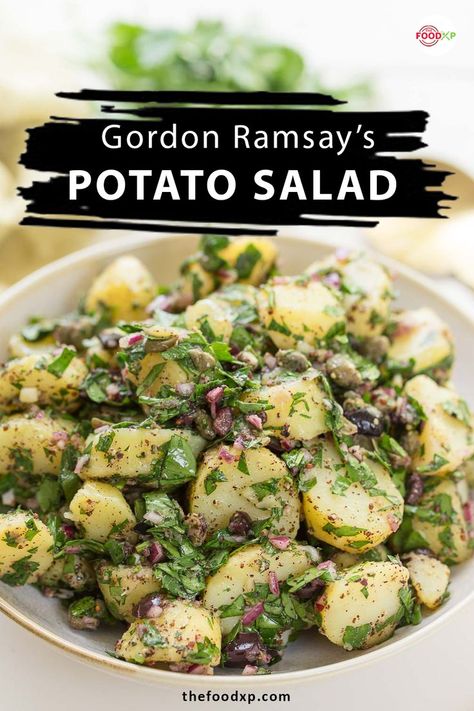 Gordon Ramsay's Potato Salad recipe is the best option to serve as a side dish for dinner. This recipe only takes about 25 minutes to prep with a few ingredients. Check it out on the THEFOODXP official website. #gordonramsaypotatosalad #gordonramsaypotatosaladrecipe #gordonramsayrecipes #potatosalad #potatosaladrecipe #potatosaladrecipeeasy Boil Potatoes, Potato Salad Recipe Easy, Gordon Ramsay Recipe, Potato Salad Recipe, Sprout Recipes, Wine Vinegar, Potatoe Salad Recipe, White Wine Vinegar, Gordon Ramsay