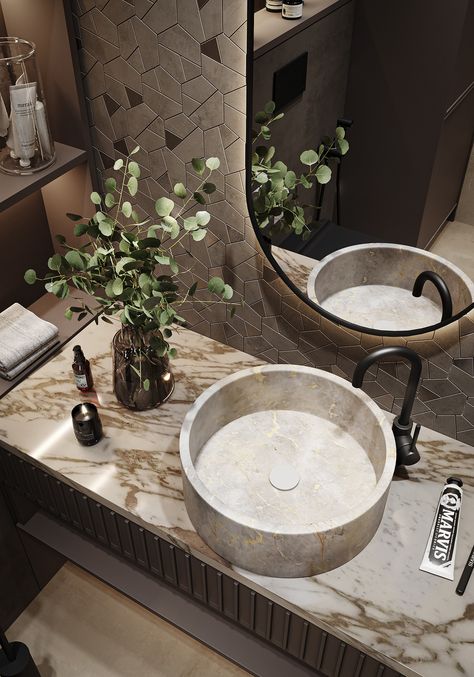 Redside bathroom on Behance Bathroom Sink Design, Modern Luxury Bathroom, Small Bathroom Sinks, Washbasin Design, Bathroom Decor Luxury, Washroom Design, Bathroom Design Decor, Toilet Design, Sink Design