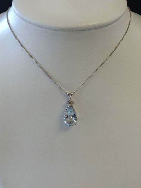 Aquamarine Teardrop Necklace, Aquamarine Necklace Aesthetic, Pendant Aesthetic, Pendant With Stone, Necklace Diamond Pendant, قلادات متدلية, Gelang Manik-manik, Fancy Jewelry Necklace, Pretty Jewelry Necklaces