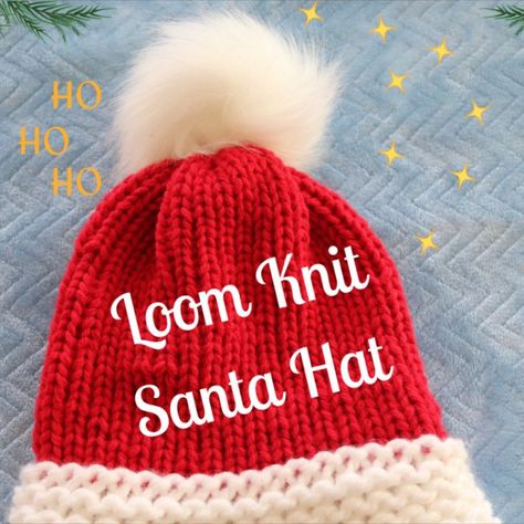 Christmas Loom Knit Santa Hat Free Pattern I think we all know what a typical Santa hat with a white pompon looks like. However, instead of buying a regular ready-made cap, create your own Santa hat! I am sure that such a unique cap will give you a lot of fun during the Christmas! so here follow my simple Loom Knit Santa Hat pattern step by step video tutorial. This project is beginner easy and fun to do with just knits and purls. Loom Knitting Santa Hat, Loom Knit Infant Hat, Loom Knit Santa Hat, Loom Knit Santa Hat Free Pattern, Christmas Loom Knitting Projects, Loom Knitting Christmas Projects, Loom Hats Patterns Free, Knit Santa Hat Pattern, Round Loom Knitting Projects