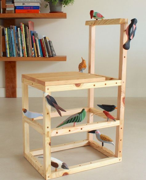 Bird Installation, Scaffold Furniture, Furniture Sculpture, Fun Chair, Wood Shavings, Sculptural Chair, Chair Wood, Mid Century Modern Interiors, Simple Furniture