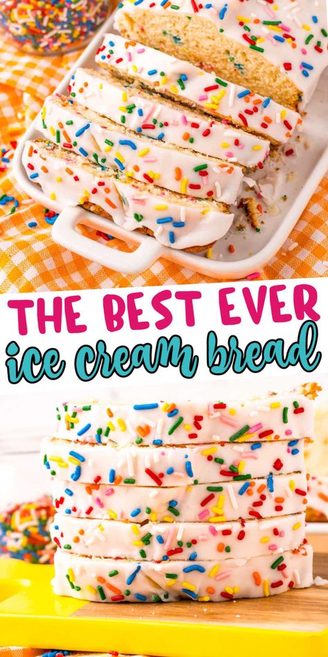 Funfetti Ice Cream, Cream Bread Recipe, Different Ice Cream Flavors, Orange Bread Recipe, Ice Cream Bread, Cream Bread, I Lost 100 Pounds, Lemon Poppyseed Bread, Cranberry Orange Bread