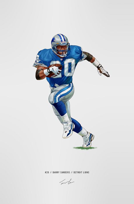 Barry Sanders Wallpaper, Nfl Painting, Bugs Bunny Drawing, Nfl Legends, Sports Artwork, Nfl Wallpaper, Nfl Art, Dallas Cowboys Players, Football Poses